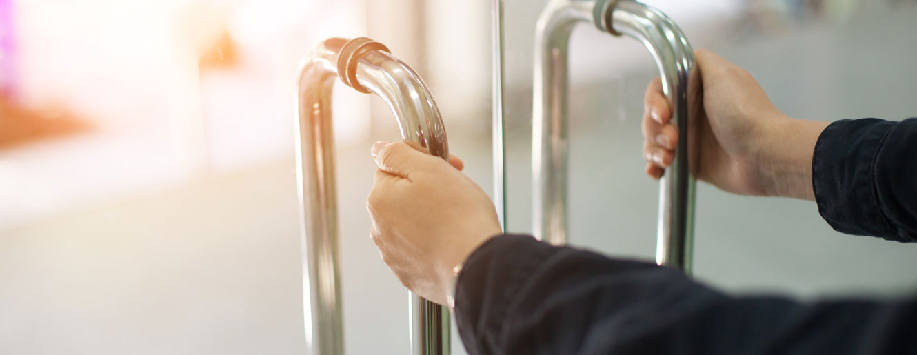 Man opening door